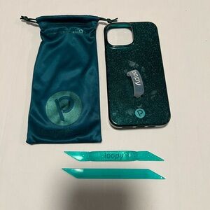 Loopy Original iPhone 13 Pro Max in Emerald Green Sparkle with 2 Extra Loops EUC